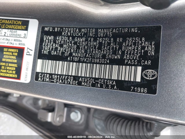Toyota CAMRY SE 2015 4T1BF1FK2FU983024 Image 9