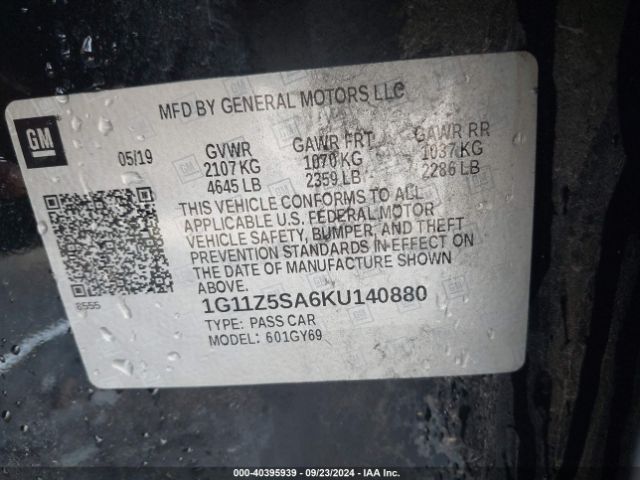 1G11Z5SA6KU140880 Chevrolet IMPALA LT