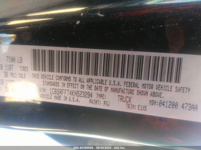1C6SRFFT4KN523294 RAM 1500 Big Horn/lone Star  4x4 5'7 Box