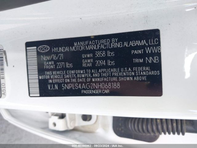 5NPLS4AG2NH068188 Hyundai ELANTRA SEL