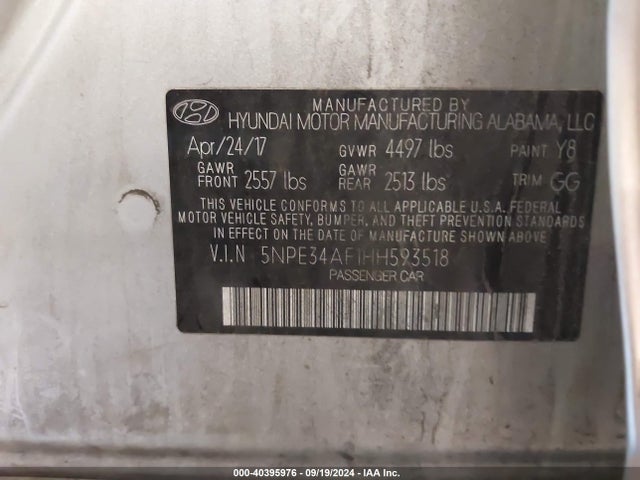 Hyundai Sonata Sport 2017 5NPE34AF1HH593518 Image 9