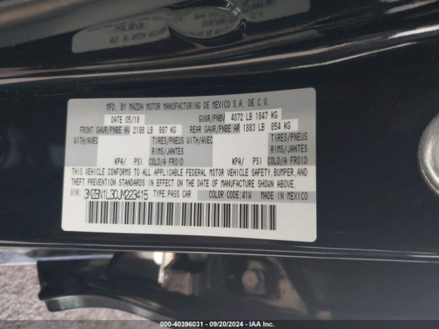 3MZBN1L30JM223415 Mazda Mazda3 Touring