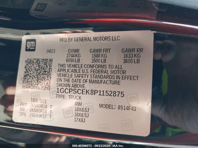 1GCPSCEK8P1152875 Chevrolet Colorado 2wd  Short Box Lt