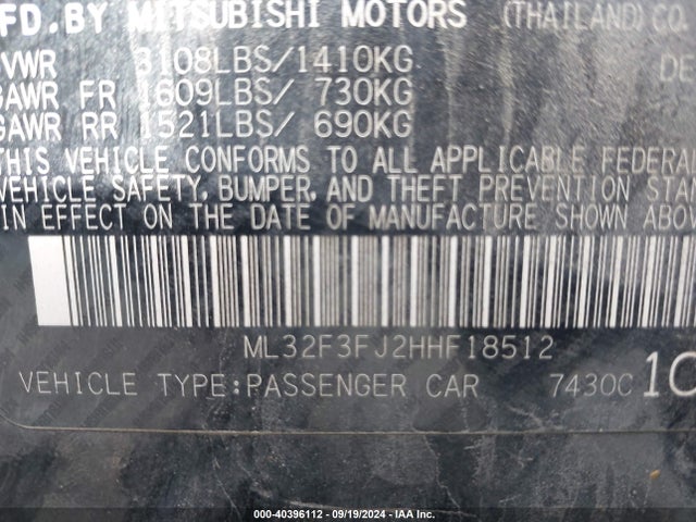 2017 MITSUBISHI MIRAGE G4 ML32F3FJ2HHF18512 Photo 8