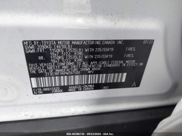 2T3C1RFV6PW287500 Toyota Rav4 Xle Premium