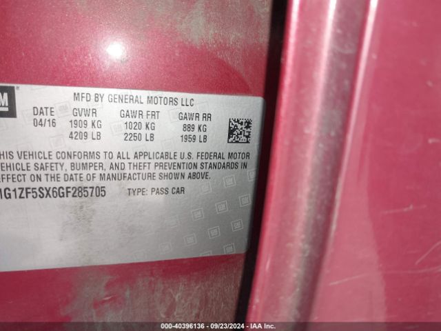 1G1ZF5SX6GF285705 Chevrolet MALIBU 2LT