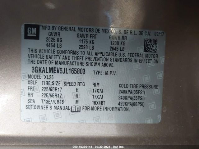 3GKALMEV5JL165803 GMC Terrain Sle