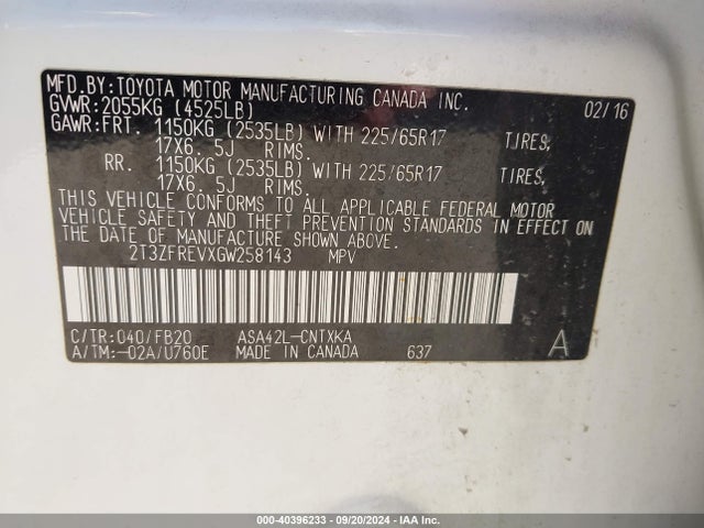 Toyota RAV4 LE 2016 2T3ZFREVXGW258143 Image 9