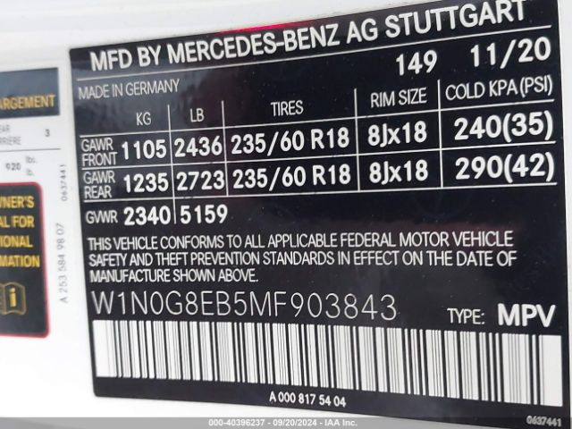 W1N0G8EB5MF903843 Mercedes-Benz Glc 300 4matic Suv