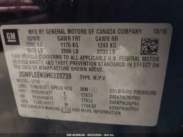 2GNFLEEK9H6220739 Chevrolet EQUINOX LS