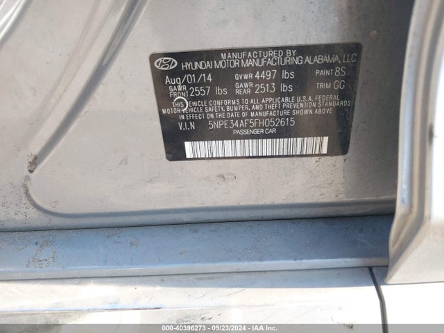 Hyundai Sonata Limited 2015 5NPE34AF5FH052615 Image 9