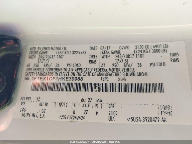 Ford F-150 Xl 2017 1FTEX1CF1HKE39988 Image 9