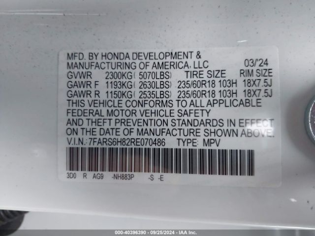7FARS6H82RE070486 Honda Cr-v Hybrid Sport-l