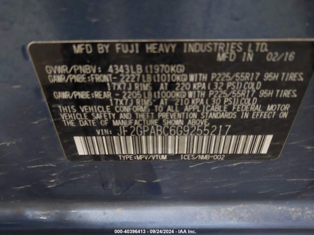 JF2GPABC6G9255217 Subaru Crosstrek 2.0i Premium