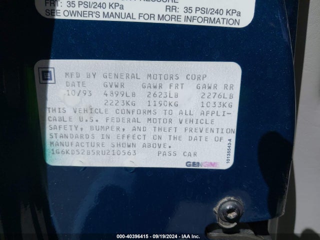 1994 CADILLAC DEVILLE 1G6KD52B5RU210563 Photo 8