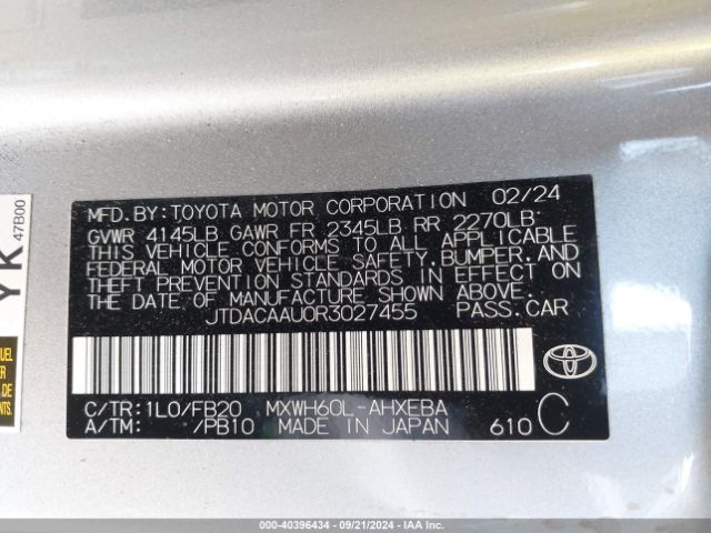 JTDACAAU0R3027455 Toyota Prius Le