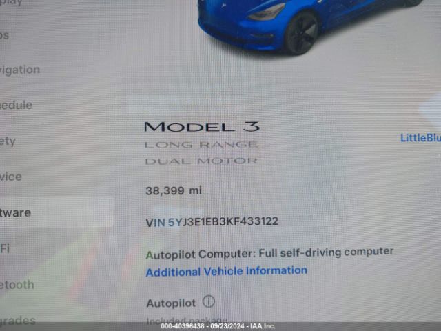 5YJ3E1EB3KF433122 Tesla Model 3 Long Range/performance