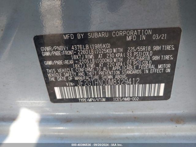 JF2GTHNC0M8329412 Subaru Crosstrek Limited