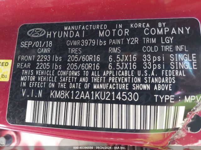 KM8K12AA1KU214530 Hyundai Kona Se