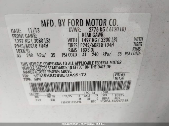 1FM5K8D88EGA95173 Ford EXPLORER XLT