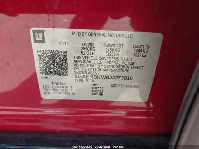 5GAERBKW8JJ273810 Buick Enclave Essence