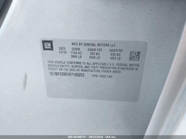 1G1BF5SM1H7100253 Chevrolet Cruze Premier Auto