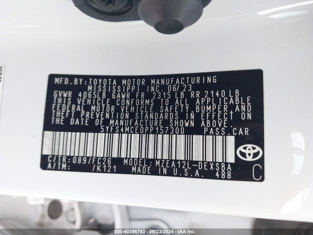 Toyota COROLLA SE 2023 5YFS4MCE0PP157300 Image 9