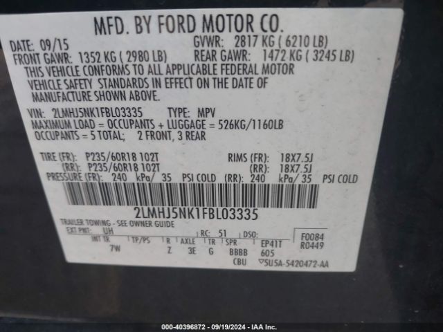 2LMHJ5NK1FBL03335 Lincoln Mkt Livery