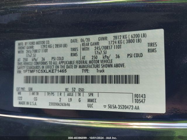1FTMF1C5XLKE71465 Ford F-150 Xl