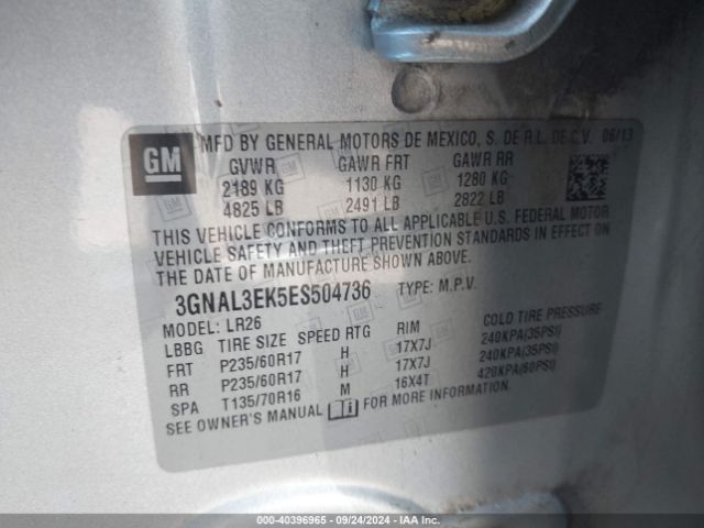 3GNAL3EK5ES504736 Chevrolet Captiva Sport Lt