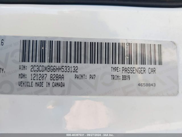 2C3CDXBG6HH533132 Dodge Charger Se Rwd