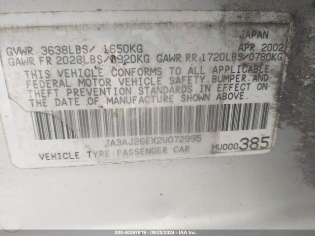 2002 MITSUBISHI LANCER JA3AJ26EX2U072995 Photo 8