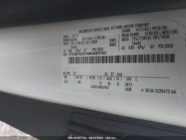 1FDBF6Z81MKA85102 Ford Transit T-350