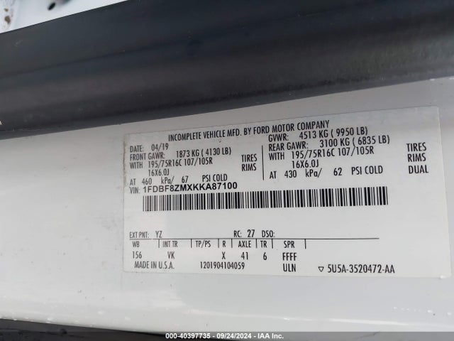 Ford Transit-350 Cab 2019 1FDBF8ZMXKKA87100 Image 7