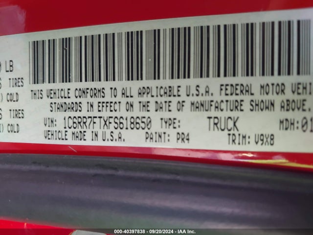 RAM 1500 Express 2015 1C6RR7FTXFS618650 Image 9