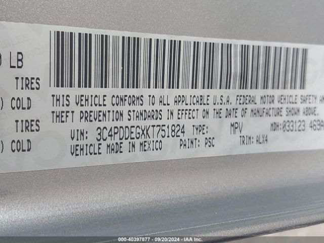 3C4PDDEGXKT751824 Dodge Journey Gt Awd