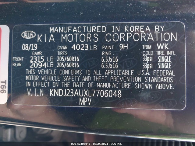 KIA SOUL LX 2020 KNDJ23AUXL7706048 Image 9
