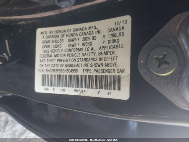 2HGFB2F93EH504990 Honda Civic Ex-l