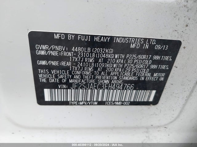 JF2SJAEC3EH494766 Subaru Forester 2.5i Premium