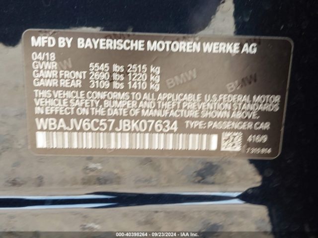 WBAJV6C57JBK07634 BMW 640i Gran Turismo Xdrive