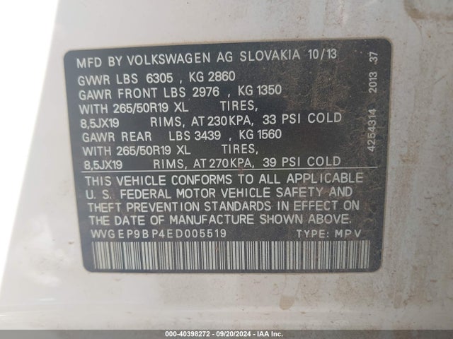 WVGEP9BP4ED005519 Volkswagen Touareg Tdi Lux