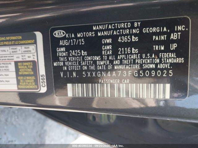 5XXGN4A73FG509025 KIA OPTIMA EX