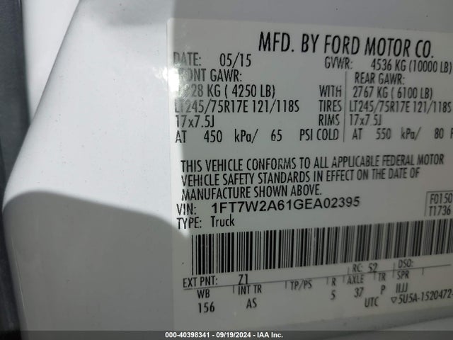 Ford F-250 Xl 2016 1FT7W2A61GEA02395 Image 9