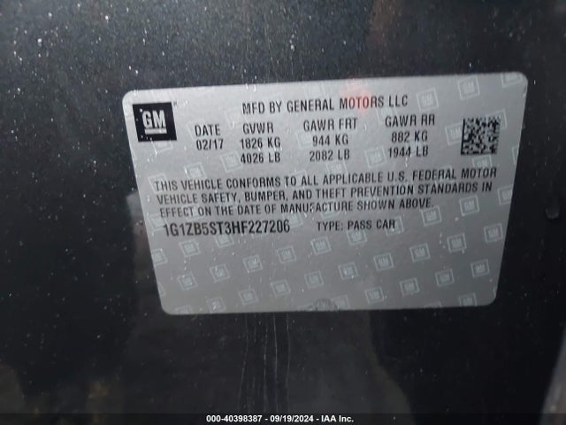 Chevrolet MALIBU LS 2017 1G1ZB5ST3HF227206 Image 9