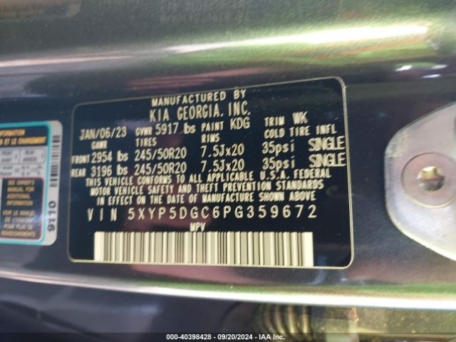 5XYP5DGC6PG359672 KIA Telluride Sx Prestige