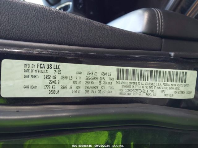 1C4RDHDG8FC946114 Dodge DURANGO LIMITED