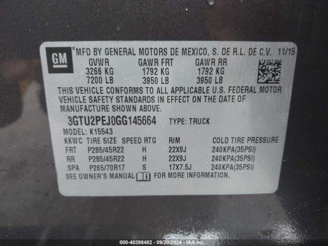 3GTU2PEJ0GG145664 GMC Sierra 1500 Denali