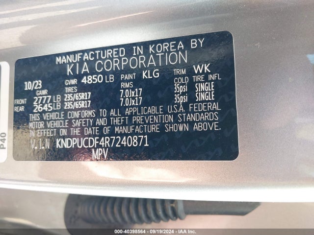 KIA Sportage Lx 2024 KNDPUCDF4R7240871 Image 9
