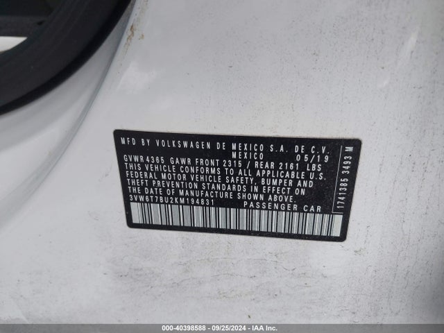 3VW6T7BU2KM194831 Volkswagen Jetta Gli 2.0t 35th Anniversary Edition/2.0t Autobahn/2.0t S