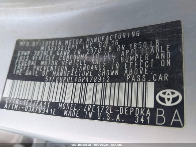 Toyota 2zr-fe 2016 5YFBURHE4GP478942 Image 26